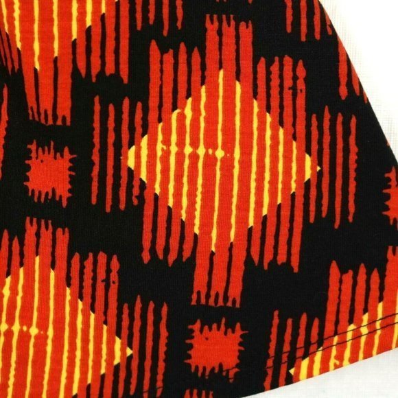 LuLaRoe Madison A-Line Pleated Skirt Orange Yellow Black M Medium - Picture 10 of 12